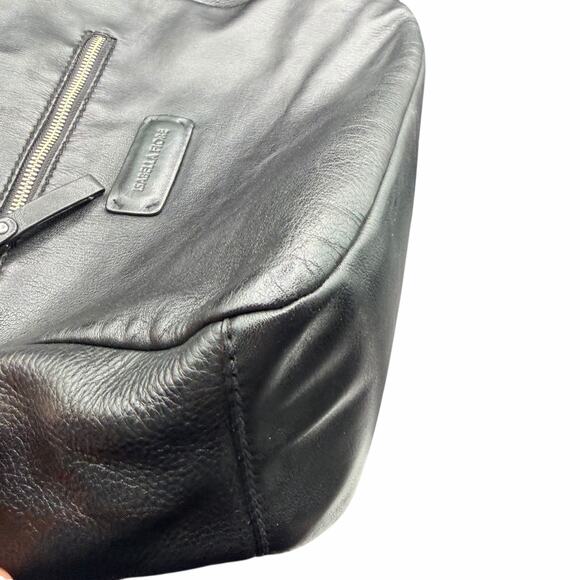 Isabella Fiore Black Leather Laser Cut Floral Shoulder Hobo Bag - Picture 16 of 16